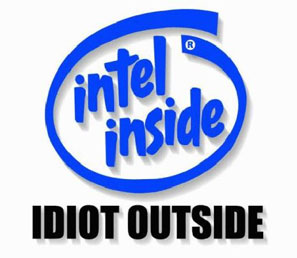 Original logo design submitted by Intel Technicians before the Marketing department edited it.  Allegedly.